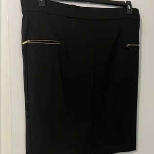 Simply Emma Black Pencil Skirt with Gold Zippers